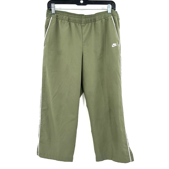 Nike size medium fit dry line green pants white side stripes pockets - Picture 1 of 5